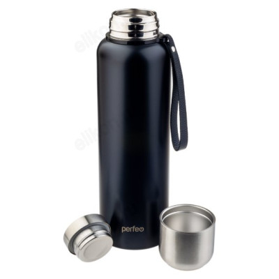 Термос PERFEO (PF_C3707) 1 л., черный, для напитков с глухой пробкой, ситечком, ремешком-3