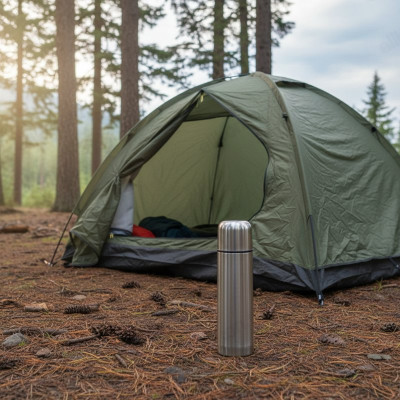 Термос металл PERFEO 1 л., нержавеющая сталь (PF_C3713) с пробкой-кнопкой-3