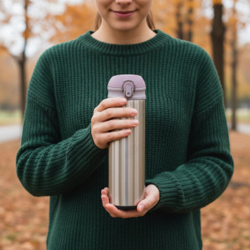 Термос металл PERFEO 0,5 л., золото (PF_C3715) с крышкой-поилкой, ситечком-9