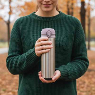 Термос металл PERFEO 0,5 л., золото (PF_C3715) с крышкой-поилкой, ситечком-9