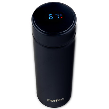 Термос металл PERFEO 0,45 л., черный (PF_C3719) с термомертом, ситечком-2