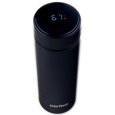 Термос металл PERFEO 0,45 л., черный (PF_C3719) с термомертом, ситечком-2