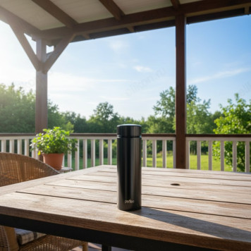 Термос металл PERFEO 0,45 л., черный (PF_C3719) с термомертом, ситечком-6