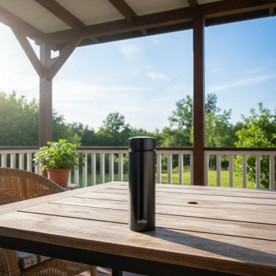 Термос металл PERFEO 0,45 л., черный (PF_C3719) с термомертом, ситечком-6