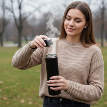 Термос металл PERFEO 0,45 л., черный (PF_C3719) с термомертом, ситечком-7