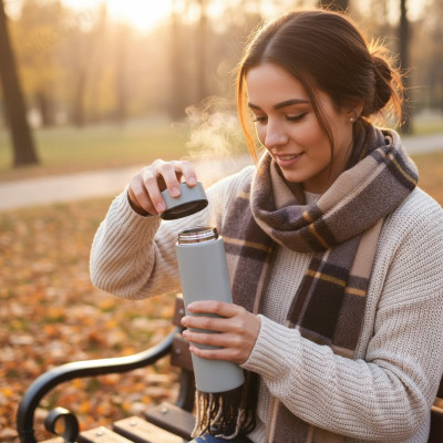 Термос металл PERFEO 0,45 л., белый (PF_C3721) с ситечком-5