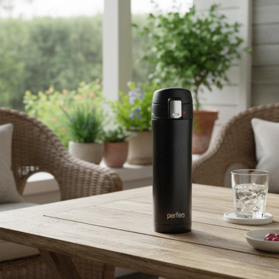 Термос металл PERFEO 0,45 л., черный (PF_C3722) с крышкой-поилкой, ситечком-4