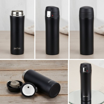 Термос металл PERFEO 0,45 л., черный (PF_C3722) с крышкой-поилкой, ситечком-6