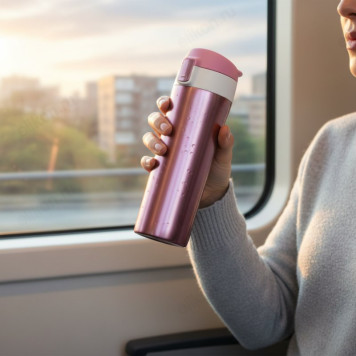 Термос металл PERFEO 0,45 л., розовое золото (PF_C3723) с крышкой-поилкой, ситечком-5