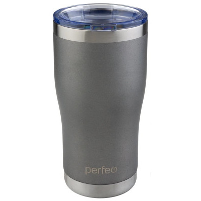 Термокружка PERFEO 0,6 л (PF_C3725) серый, с прозрачной крышкой-1