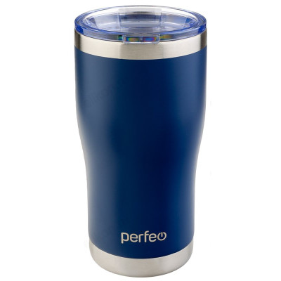 Термокружка PERFEO 0,6 л (PF_C3726) темно-синий, с прозрачной крышкой-1