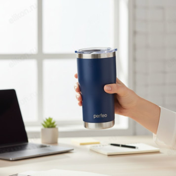 Термокружка PERFEO 0,6 л (PF_C3726) темно-синий, с прозрачной крышкой-5
