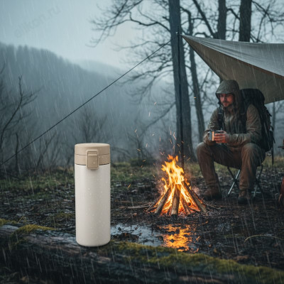 Термокружка PERFEO 0,35 л (PF_C3728) кремовый, с крышкой-поилкой, ситечком-4