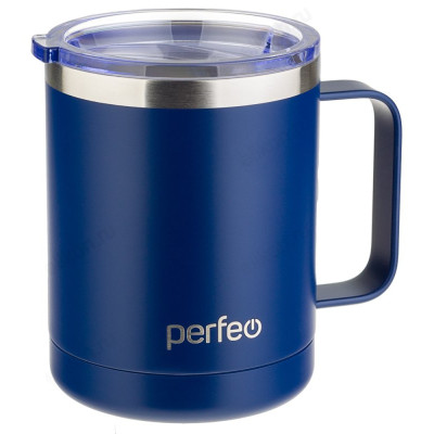 Термокружка PERFEO 0,35 л (PF_C3732) темно-синий, с прозрачной крышкой, ручкой-1