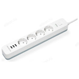 Фильтр сетевой Perfeo "POWER STREAM", 2500W, 2,0м, 4 розетки, 3 USB, белый