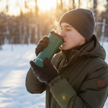 Термокружка PERFEO 0,5 л (PF_D0184) зеленый, с крышкой-поилкой-2