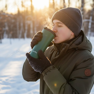 Термокружка PERFEO 0,5 л (PF_D0184) зеленый, с крышкой-поилкой-2