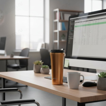 Термокружка PERFEO 0,5 л (PF_D0203) бронза, с крышкой-поилкой-3