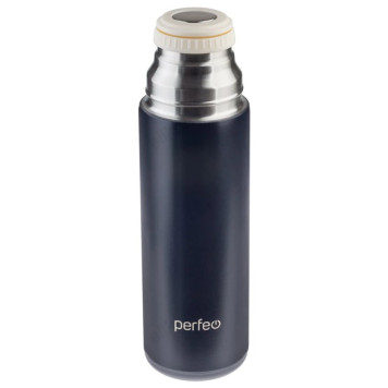Термос металл PERFEO 0,6 л., нержавеющая сталь (PF_D0204) черный с пробкой-кнопкой-1