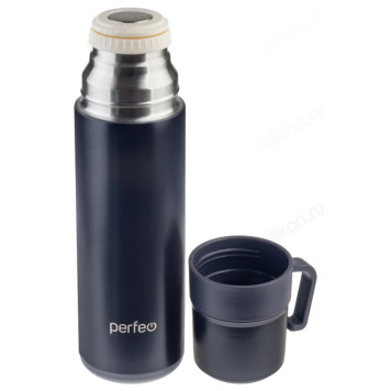 Термос металл PERFEO 0,6 л., нержавеющая сталь (PF_D0204) черный с пробкой-кнопкой-2