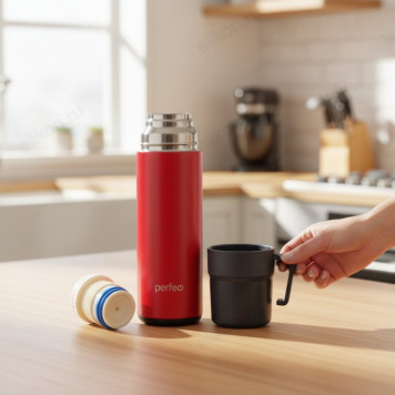 Термос металл PERFEO 0,6 л., нержавеющая сталь (PF_D0206) с пробкой-кнопкой-7