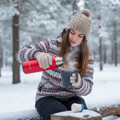Термос металл PERFEO 0,6 л., нержавеющая сталь (PF_D0206) с пробкой-кнопкой-8