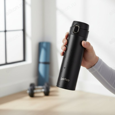 Термос металл PERFEO 0,5 л., нержавеющая сталь (PF_D0207) черный с крышкой-поилкой-1
