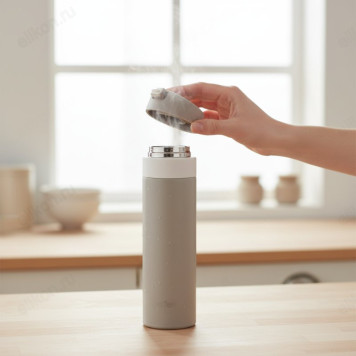 Термос металл PERFEO 0,5 л., нержавеющая сталь (PF_D0208) серый с крышкой-поилкой-1