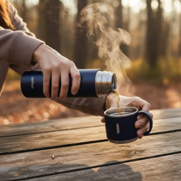 Термос металл PERFEO 0,5 л., нержавеющая сталь (PF_D0212) черный с пробкой-кнопкой-2