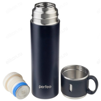 Термос металл PERFEO 0,5 л., нержавеющая сталь (PF_D0212) черный с пробкой-кнопкой-5