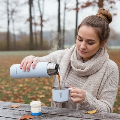 Термос металл PERFEO 0,5 л., нержавеющая сталь (PF_D0213) белый с пробкой-кнопкой-3