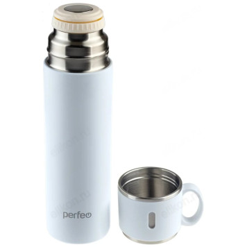 Термос металл PERFEO 0,5 л., нержавеющая сталь (PF_D0213) белый с пробкой-кнопкой-5