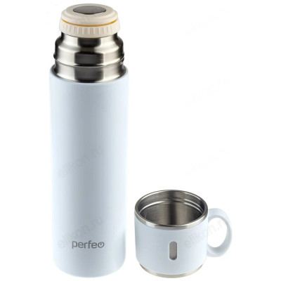 Термос металл PERFEO 0,5 л., нержавеющая сталь (PF_D0213) белый с пробкой-кнопкой-5