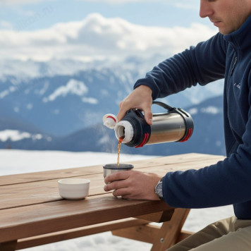 Термос металл PERFEO 2,5 л., нержавеющая сталь (PF_D0217) с пробкой-кнопкой-8