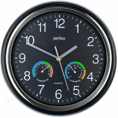 Часы настенные Perfeo PF-WC-012, пластик, черные
