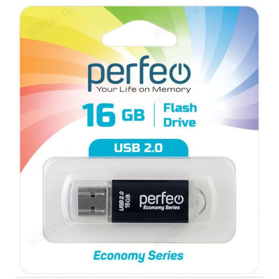Память USB 16GB Perfeo E01 Black PF-E01B016ES