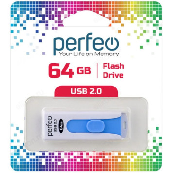 Память USB 64GB Perfeo S01 White PF-S01W064