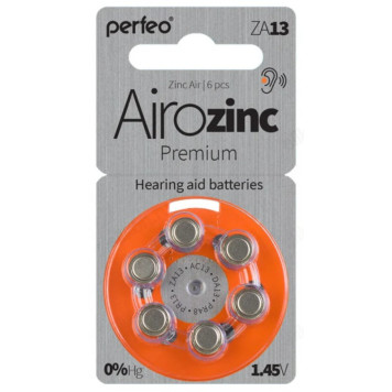 Батарейка Perfeo ZA13/6BL Airozinc Premium, 1.45 V