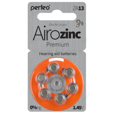 Батарейка Perfeo ZA13/6BL Airozinc Premium, 1.45 V