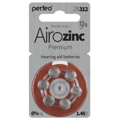 Батарейка Perfeo ZA312/6BL Airozinc Premium, 1.45 V