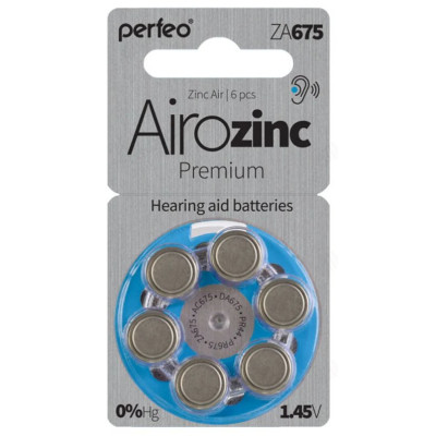 Батарейка Perfeo ZA675/6BL Airozinc Premium, 1.45 V