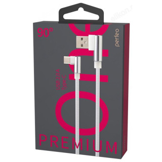 Кабель PERFEO USB2.0 A вилка - USB Type-C вилка, угловой 1 м.(U4905)