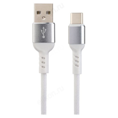 Кабель PERFEO USB2.0 A вилка - USB Type-C вилка, белый, длина 1 м, бокс (U4906) (молдинг, тканевый)