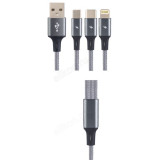 Кабель USB - micro USB+Type-C+8pin 1,2м 2A PERFEO (U5001)