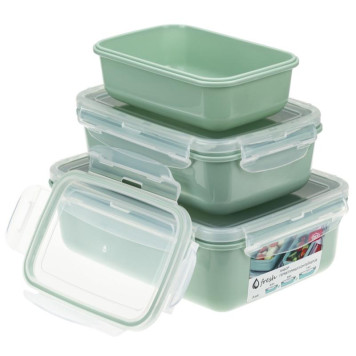 Набор емкостей д/продуктов 'Фреш' 3шт (0.4/0.8/1.4л) фисташковый ПЛАСТИК М1426ф-3