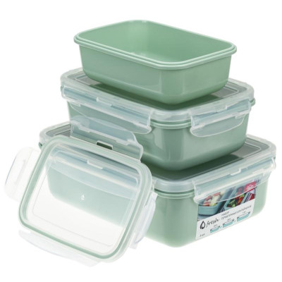 Набор емкостей д/продуктов 'Фреш' 3шт (0.4/0.8/1.4л) фисташковый ПЛАСТИК М1426ф-3
