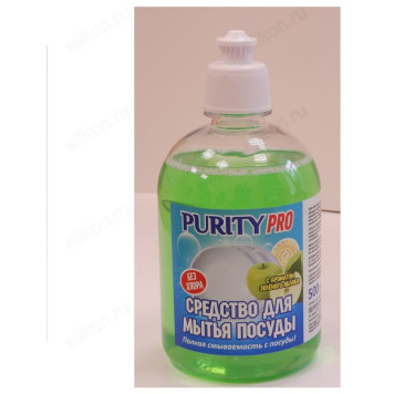Средство для мытья посуды PURITY PRO зеленое яблоко 0.5л.-1