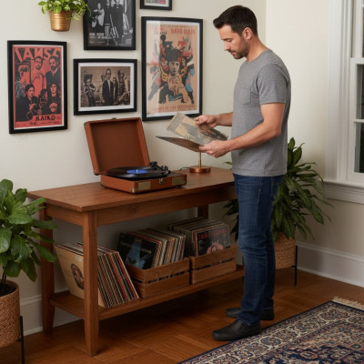 Виниловый проигрыватель RITMIX LP-100 Brown-10