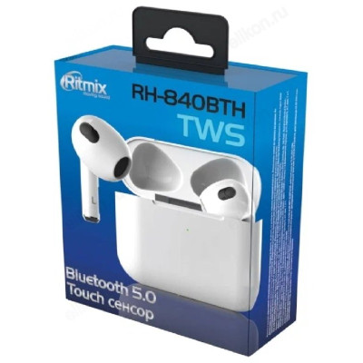 Гарнитура Bluetooth вкладыши RITMIX RH-840BTH TWS white-3