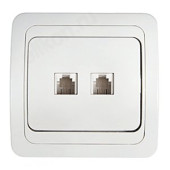 Розетка компьютерная двойная RJ-45 CLASSICO белая 2136 IN HOME Розетка компьютерная двойная RJ-45 CLASSICO белая 2136 IN HOME